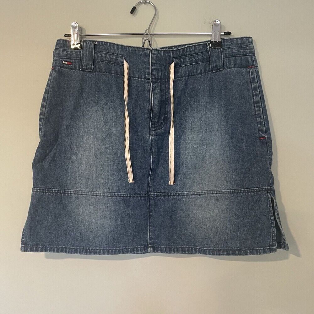 Vintage Tommy Jeans Denim Jean Mini Skirt Y2K 90s‎ Women's Juniors 7 Side Slit